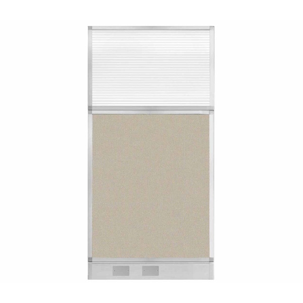 Hush Panel Configurable Cubicle Partition 3' x 6' Sand Fabric Clear Fluted Window w/ Cable Channel